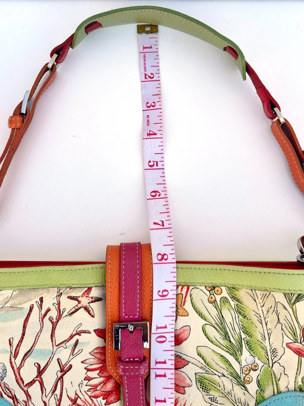 Longchamp Nautical Coastal Marine Coral Print Leather Shoulder Bag - Picture 12 of 13